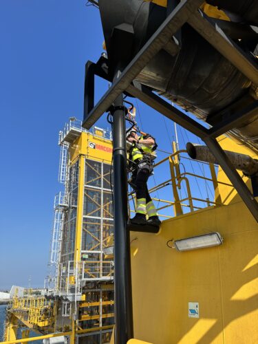 an offshore worker on an oil platform