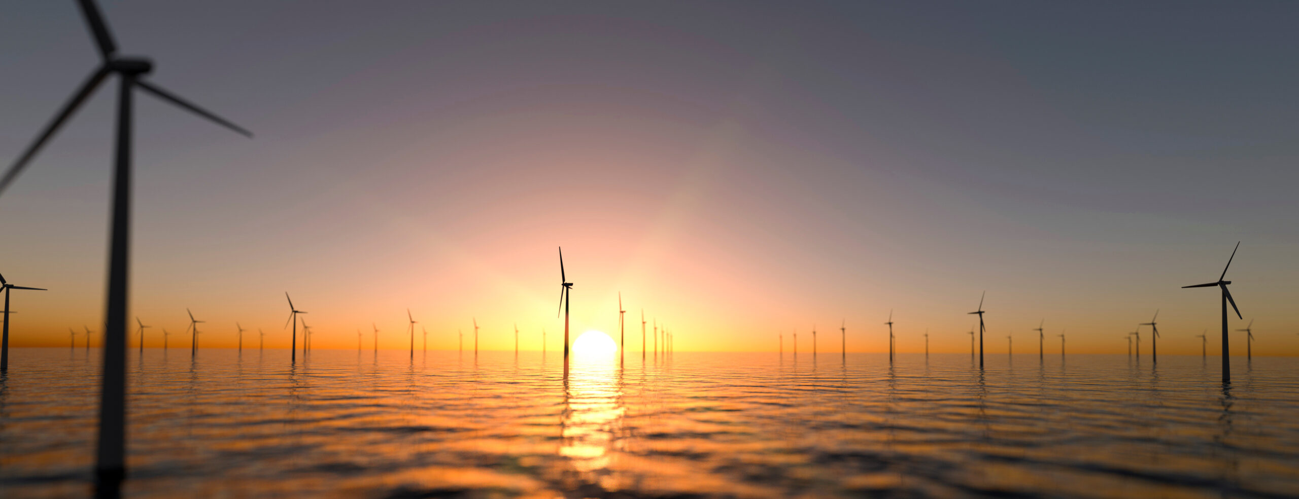 off shore wind farm 3d render